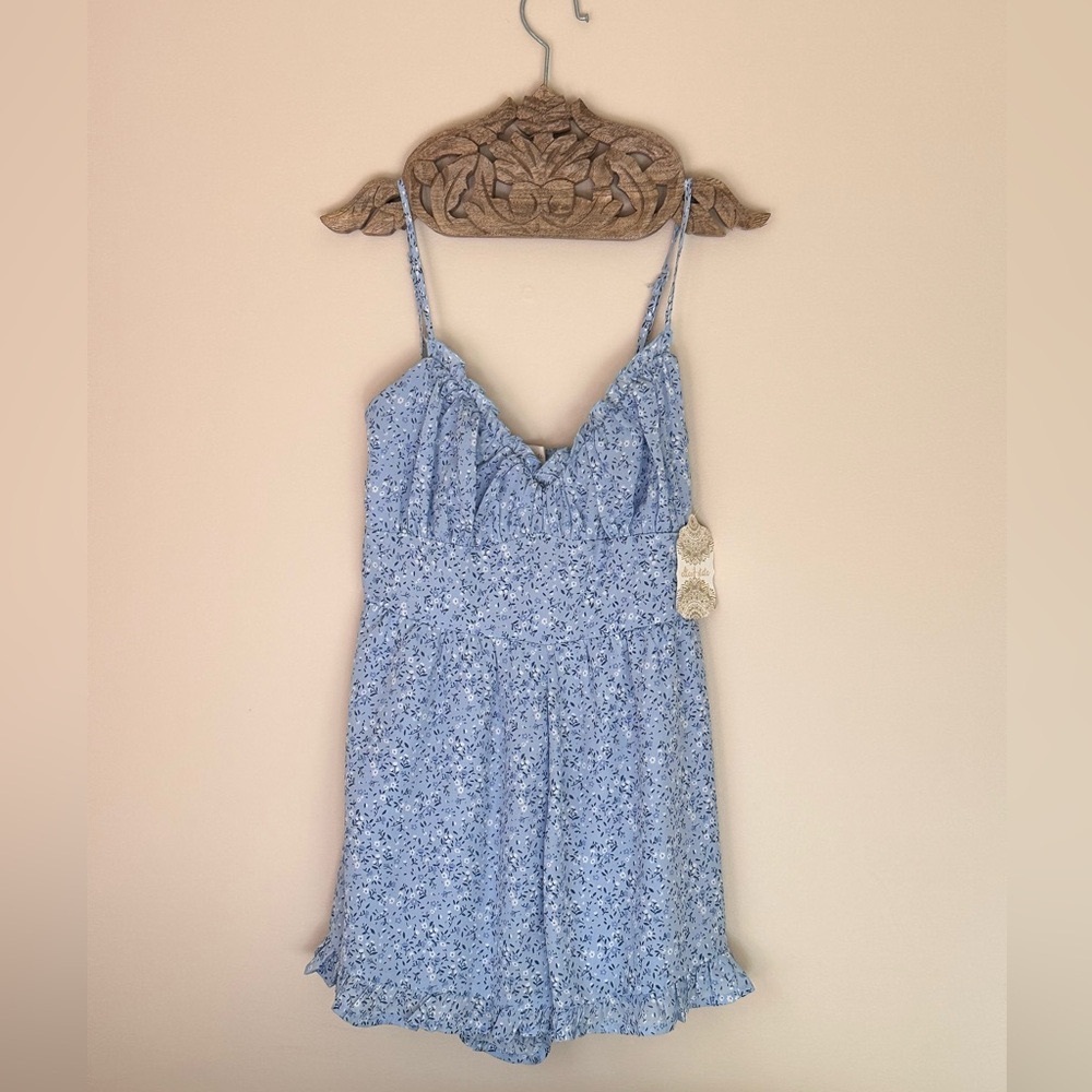 Altar'd State Light Blue Floral Romper NWT